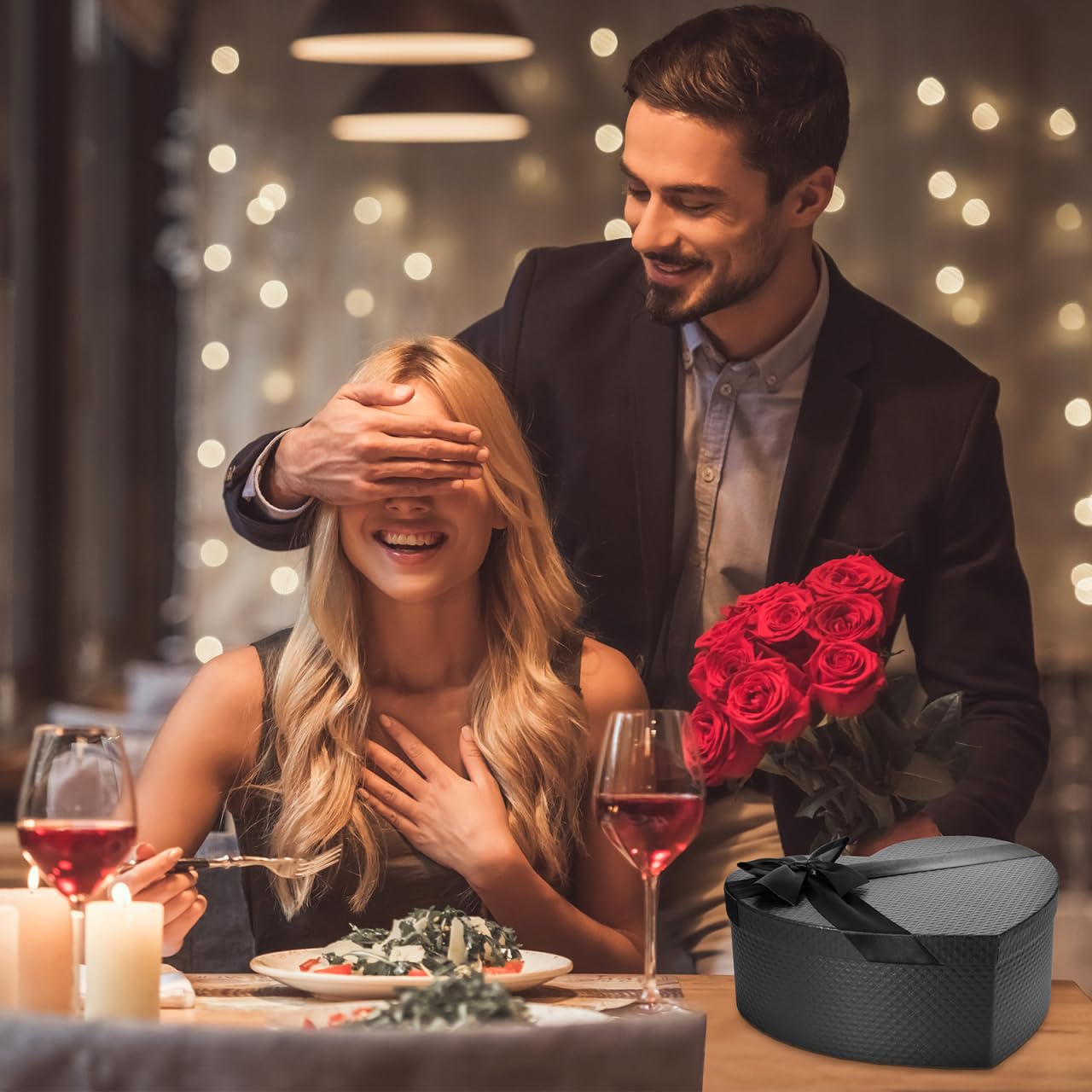 Gatuida HerzföRmige Geschenkbox Aus Papier Mit Deckel 10.43X8.27X4.13In FüR Blumenarrangements Valentinstag Hochzeit Und Geschenkverpackung