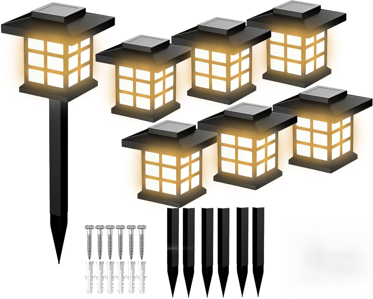 Outdoor Warm Light Solar Outdoor Landscape Garden Lights,IP44， Outdoor Solar Lights, Suitable for Paths, Gardens and patios (Buy 20, get 4-Pack Warm Light)