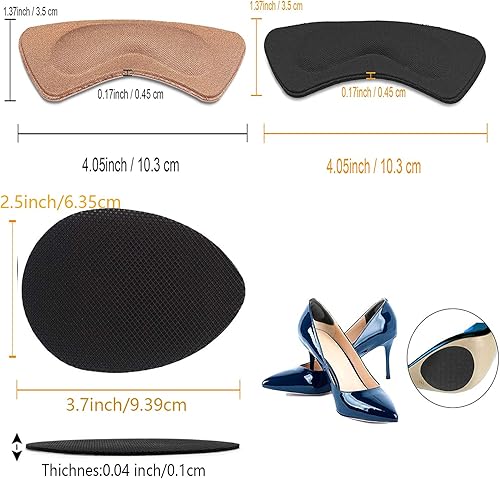 Miniatura 4 de 12 pares de almohadillas de talón y 5 pares de almohadillas antideslizantes para zapatos, forro de empuñaduras de zapatos de talón, plantillas
