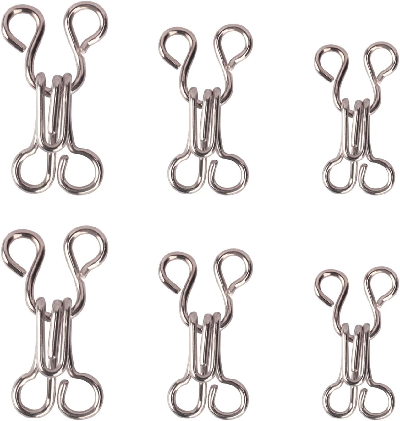 Exacoo 50 Set Sewing Hooks and Eyes Closure for Bra Trouser Skirt and Clothing 3 Sizes (Silver)