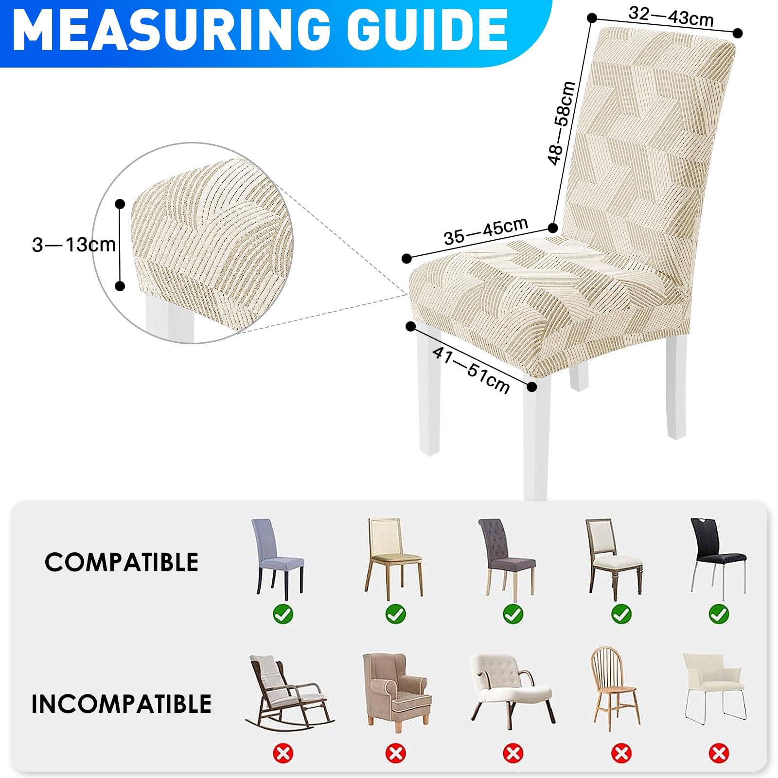 CYCMACO Housse De Chaise Salle À Manger 6 Pièces, Housse De