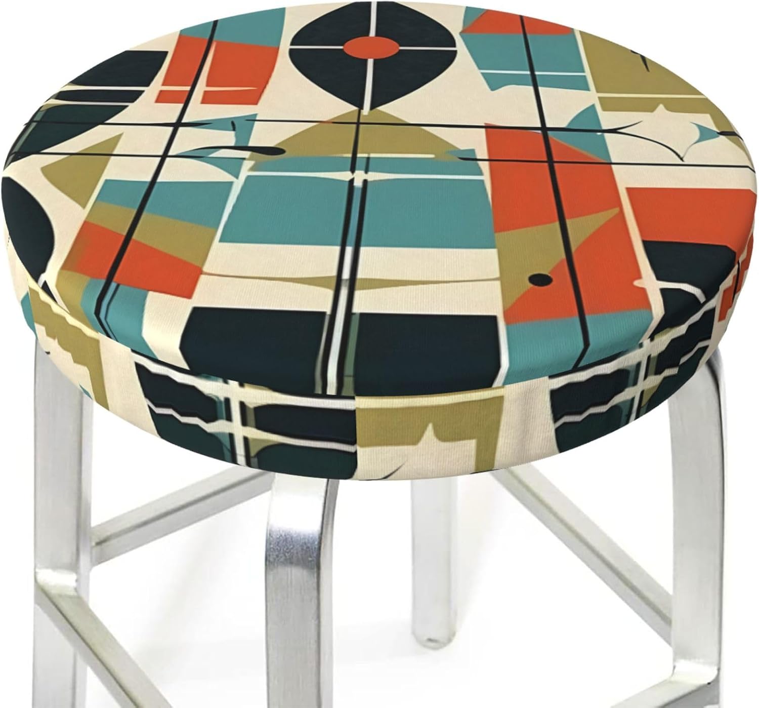 Bar Stool Cover Round Elastic Stool Cushion Covers Modern Mid Century Bar Chair Cover Washable Stool Cushion Slipcover Stretch Stool Seat Covers for 12-14 Inch Chair