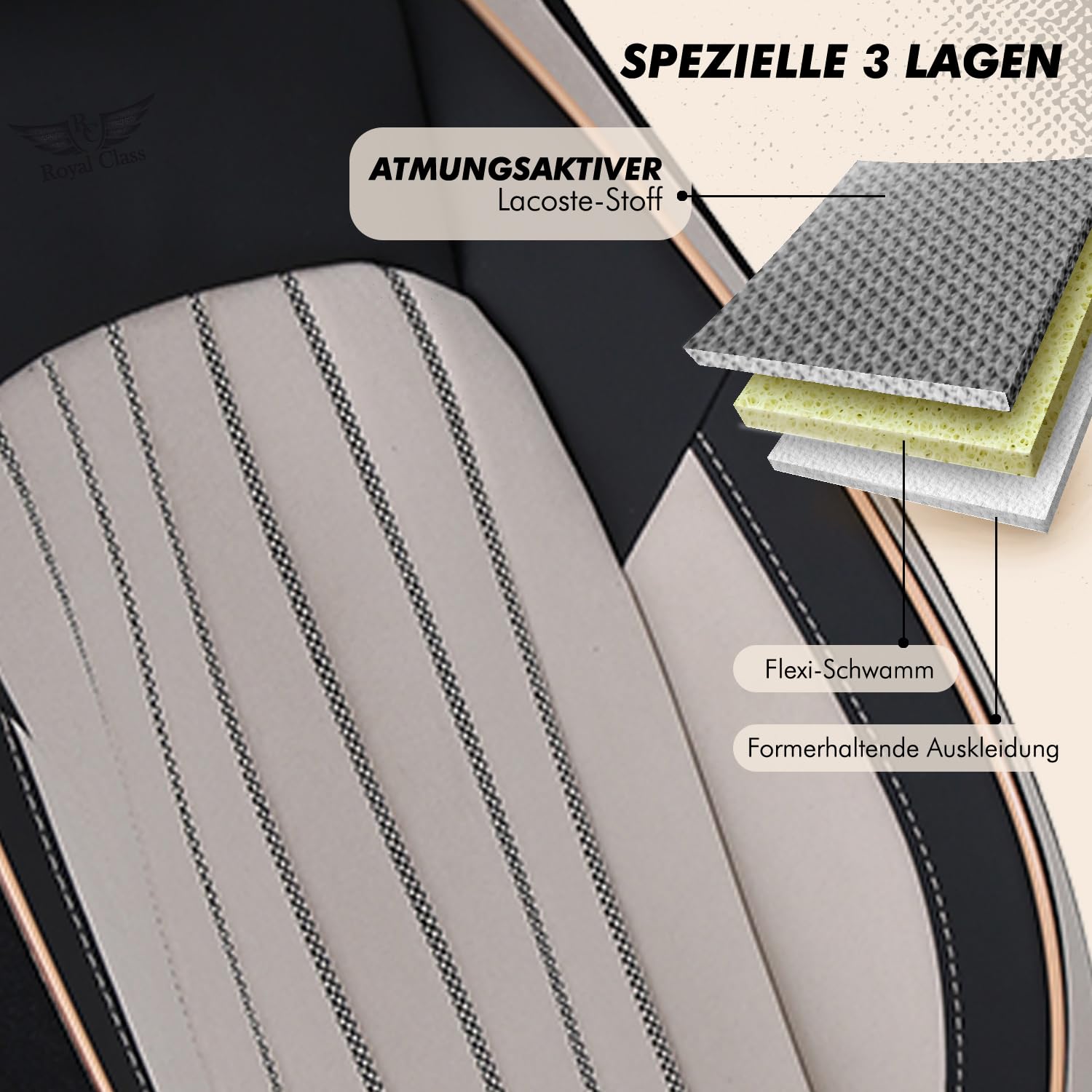 Royal Class Sitzbezüge passend für Opel Insignia in Beige Schwarz AKD3029
