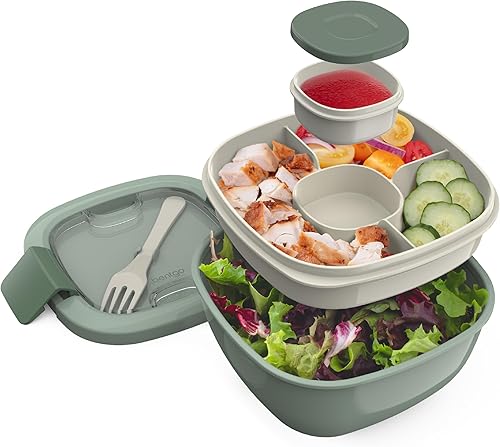 Miniatura 41 de Contenedor de almuerzo, ecológico y sin BPA de Bentgo Salad para ensaladas y otros aperitivos para llevar, Azul Azul,Rubor mármol,Aguamarina