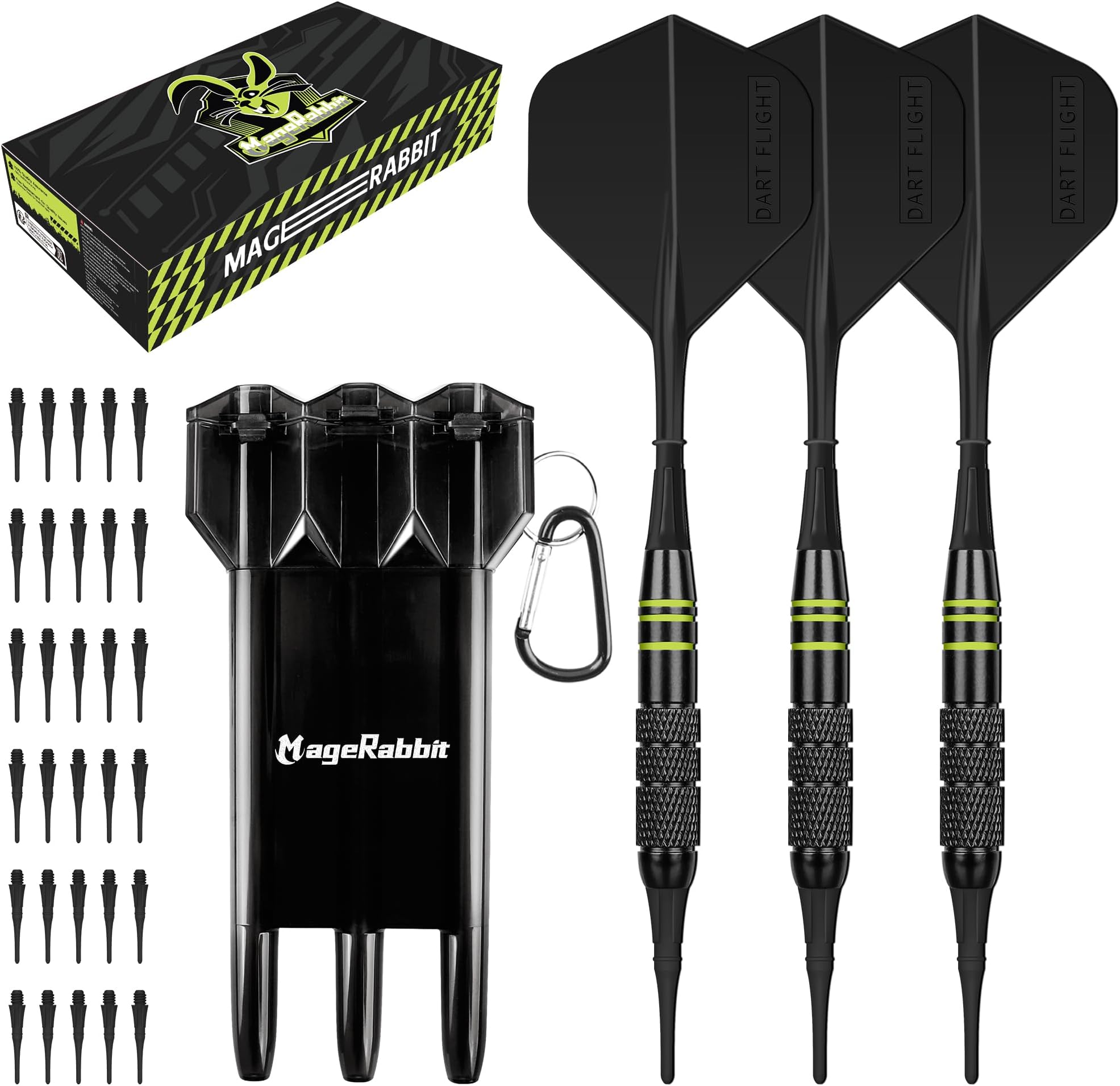 Darts Soft Tip 3Pack 18g with Gift Carrying Case-Copper Barrels with Integrated Dart Flights and 24pcs Plastic Tip,Professional Darts Plastic Tip Set for Electronic Dartboard