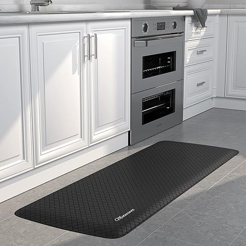 Matessenz Kitchen Floor Mat, 1/2 Inch Thick Cushioned Kitchen Rugs, Comfort Anti Fatigue Mat, Nonskid Waterproof Standing Desk Mat for Office, Sink, Laundry(17.3X39'',Black)