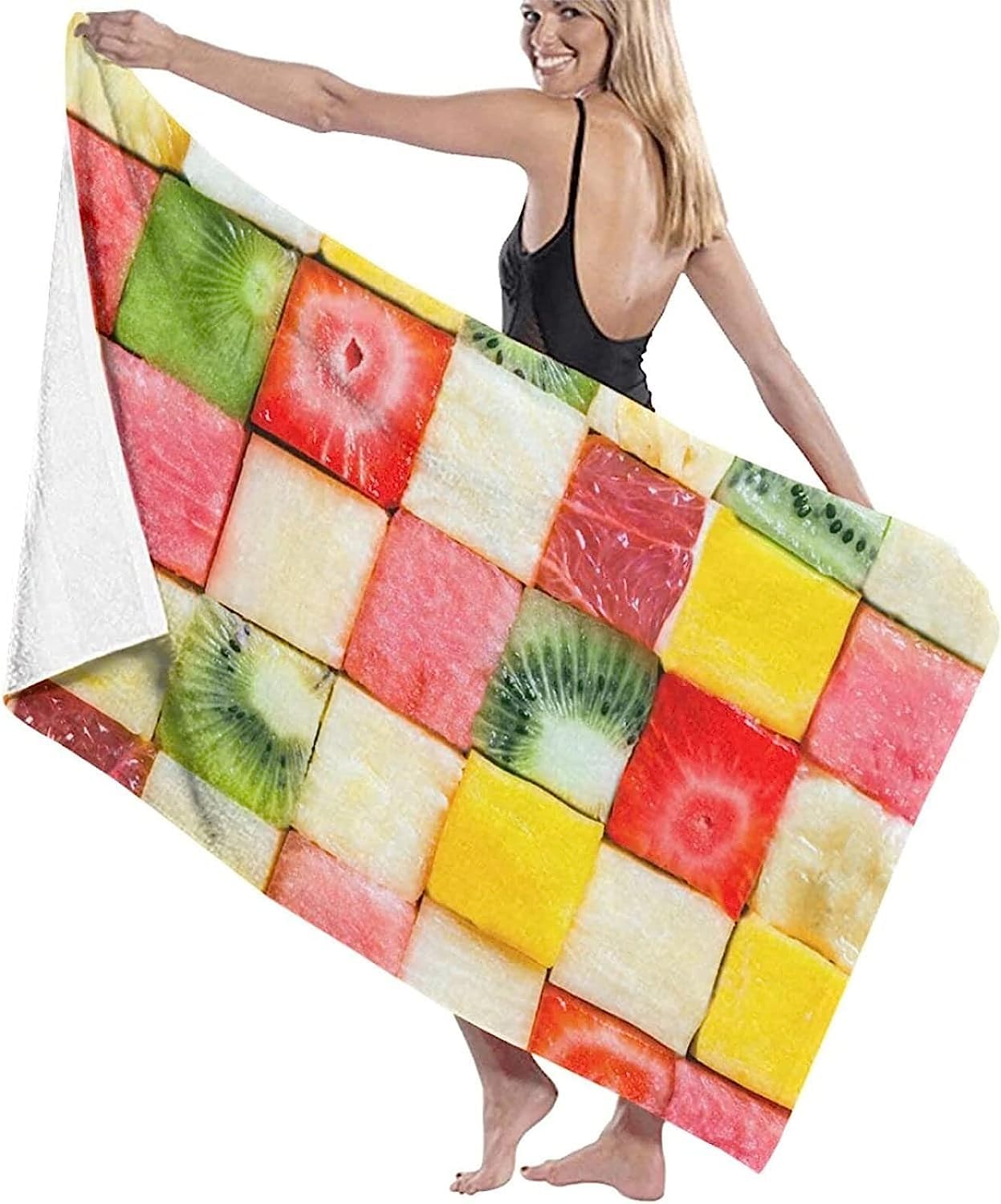 Serviette De Plage Plaid De Fruits Serviette De Bain Enfant Adulte Drap De Plage Doux Microfibre Absorbant Idéal pour Voyage Plage Piscine Sport Drap De Plage 200 X 200 Cm -9G3G+M9K