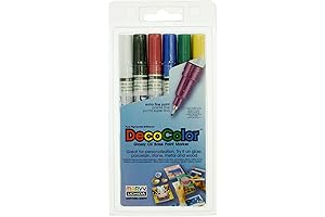 Uchida of America DecoColor Paint Marker, Water-Based Pigmented Ink, Permanent, Fine Tip (1.5mm), 6 Colors