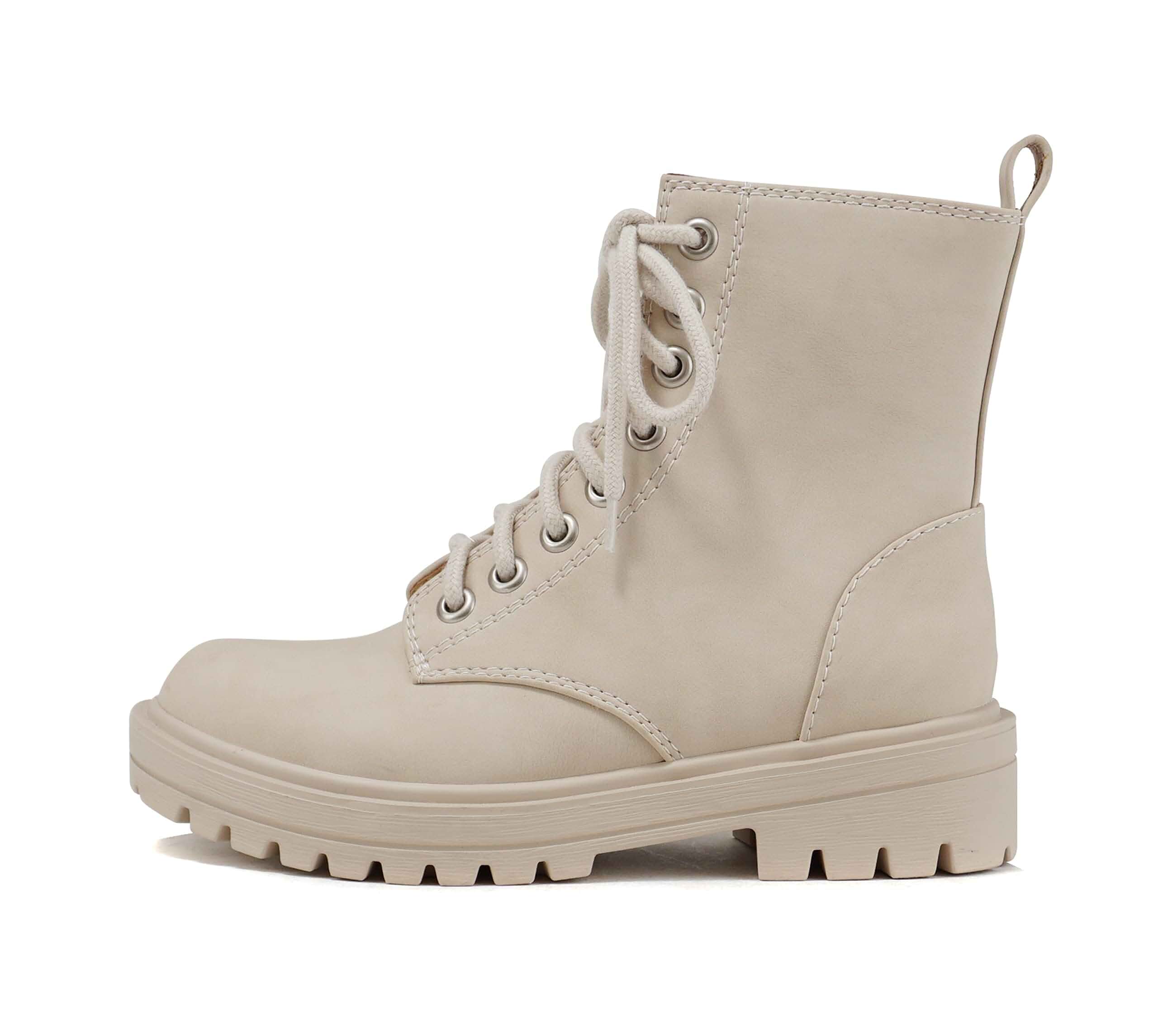 Soda FIRM - Lug Sole Combat Ankle Bootie Lace up w/Side Zipper