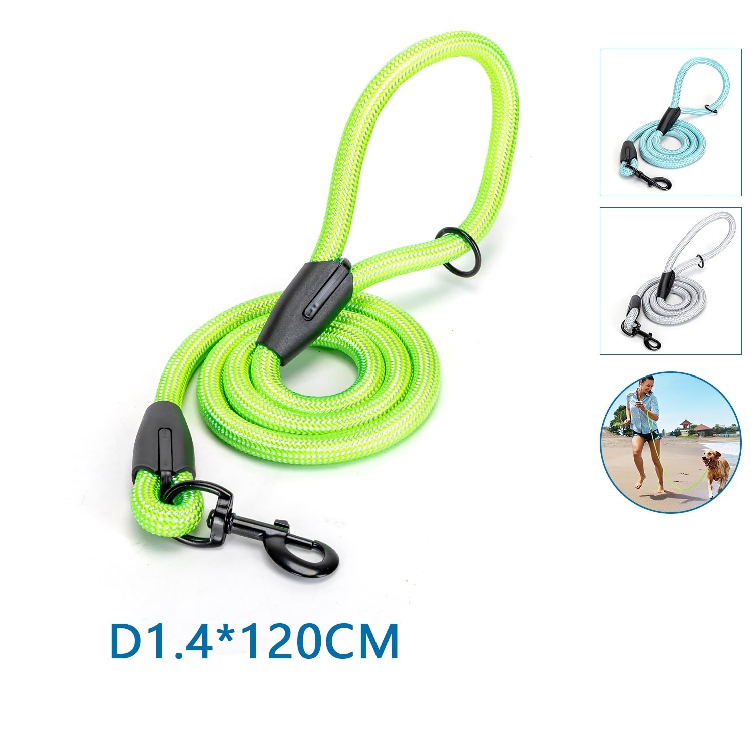 Round Rope Dog Leash, Strong and Comfortable, Ideal for Walks Training and Controlling Your Pet, Monochrome