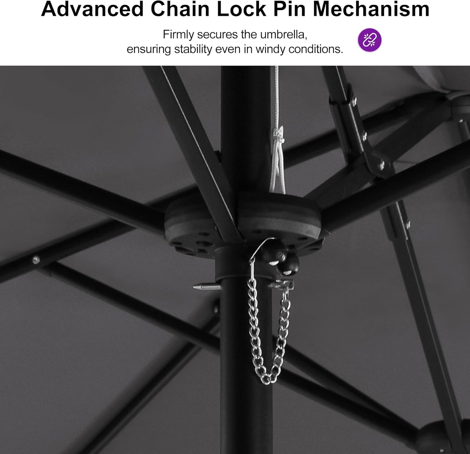 PURPLE LEAF 15ft Patio Market Umbrella with Base Double-Sided Rectangle Outdoor Table Sun Umbrellas with Crank 12 Heavy Duty Sturdy Ribs for Pool Beach Deck Backyard Light Gray