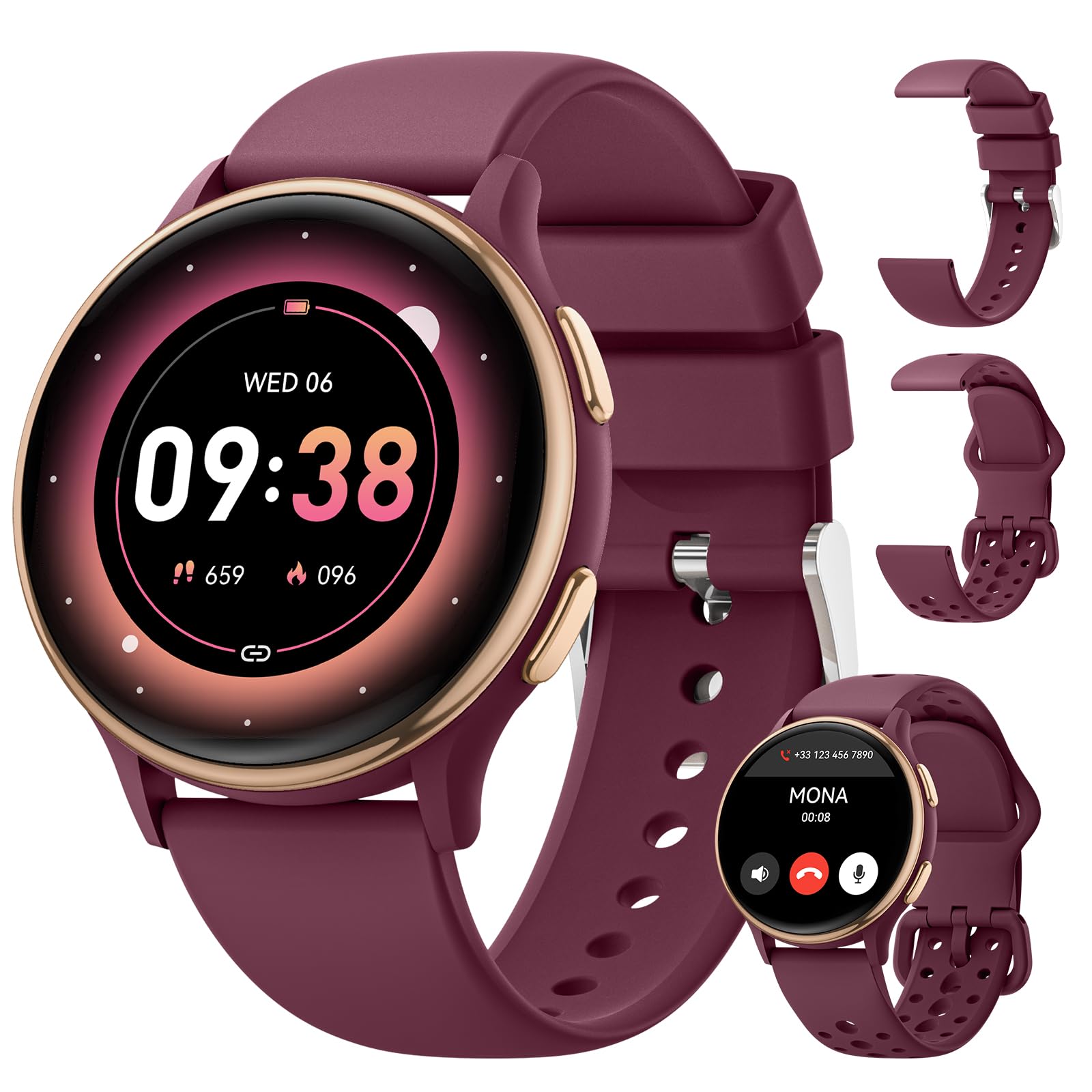 Montre Connectée Femme AIMIUVEI - Appels, 120+ Sports, Suivi Santé 24h - Écran 1,83", étanche IP68 - Or Rose