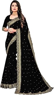 Saree for Women Georgette Embroidery Saree with Unstitched Blouse Piece - Buy now