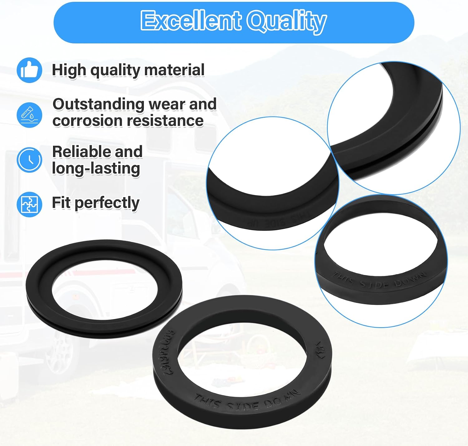 RV Toilet Seal Kit Compatible with Dometic 300 310 320 Series RV Toilets, 385311658 Flush Ball Seal and 385311652 Base Seal Gasket Replacement Parts with Mounting Hardware Kit, 2 in 1 Camper Set