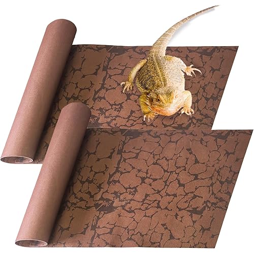 BNOSDM 2 PCS Reptile Carpet Mat Terrarium Liner Bedding Reptile Cage Mat Supplies for Tortoise Lizard Leopard Gecko Snake Chameleon 23.6’’ x 15.7’’