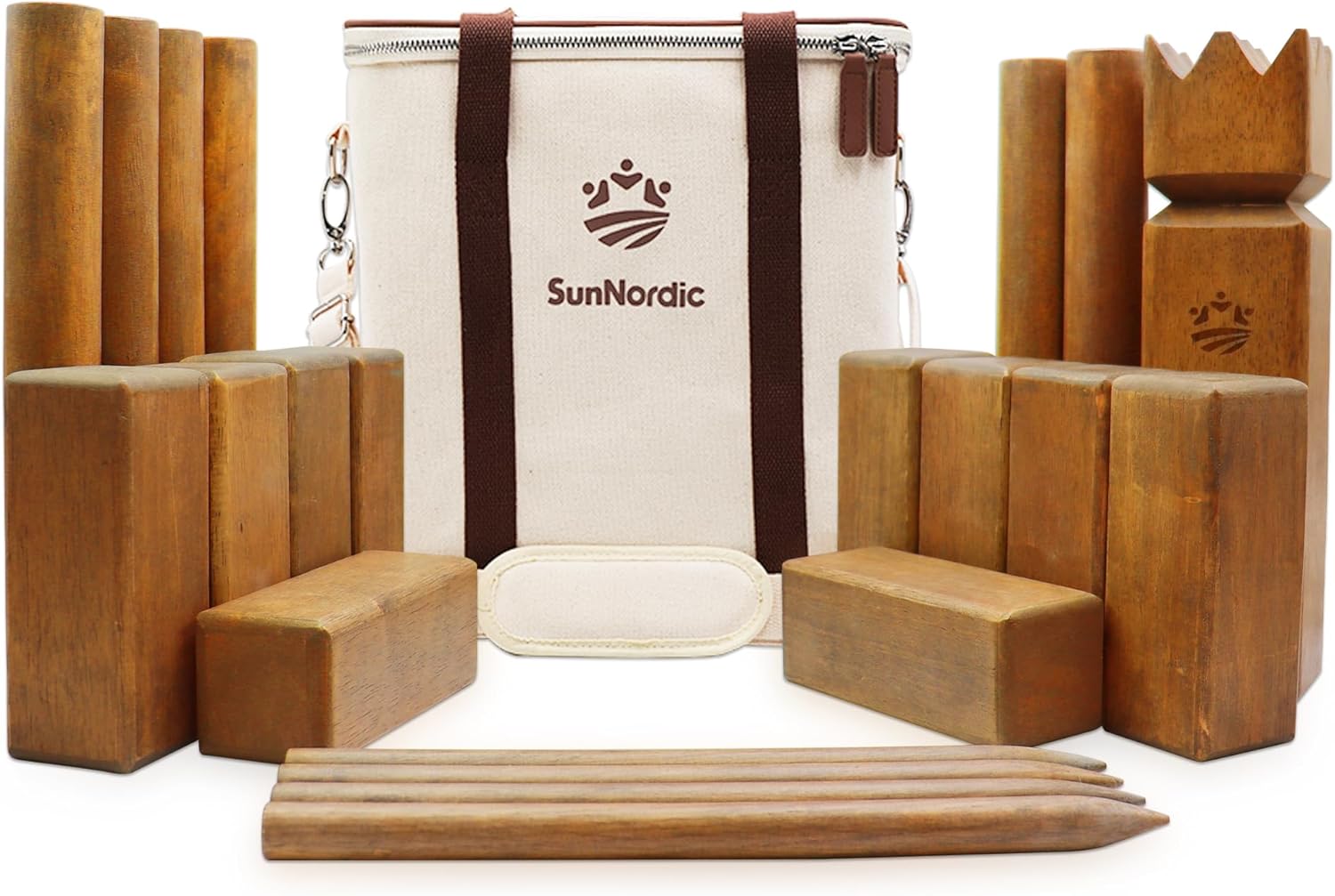 Kubb Yard Game Set, Garden Rubber Wood Outdoor Tossing Game with Canvas Carry Bag, Giant Viking Outdoor Chess Game for Kids, Adults & Backyard Lawn