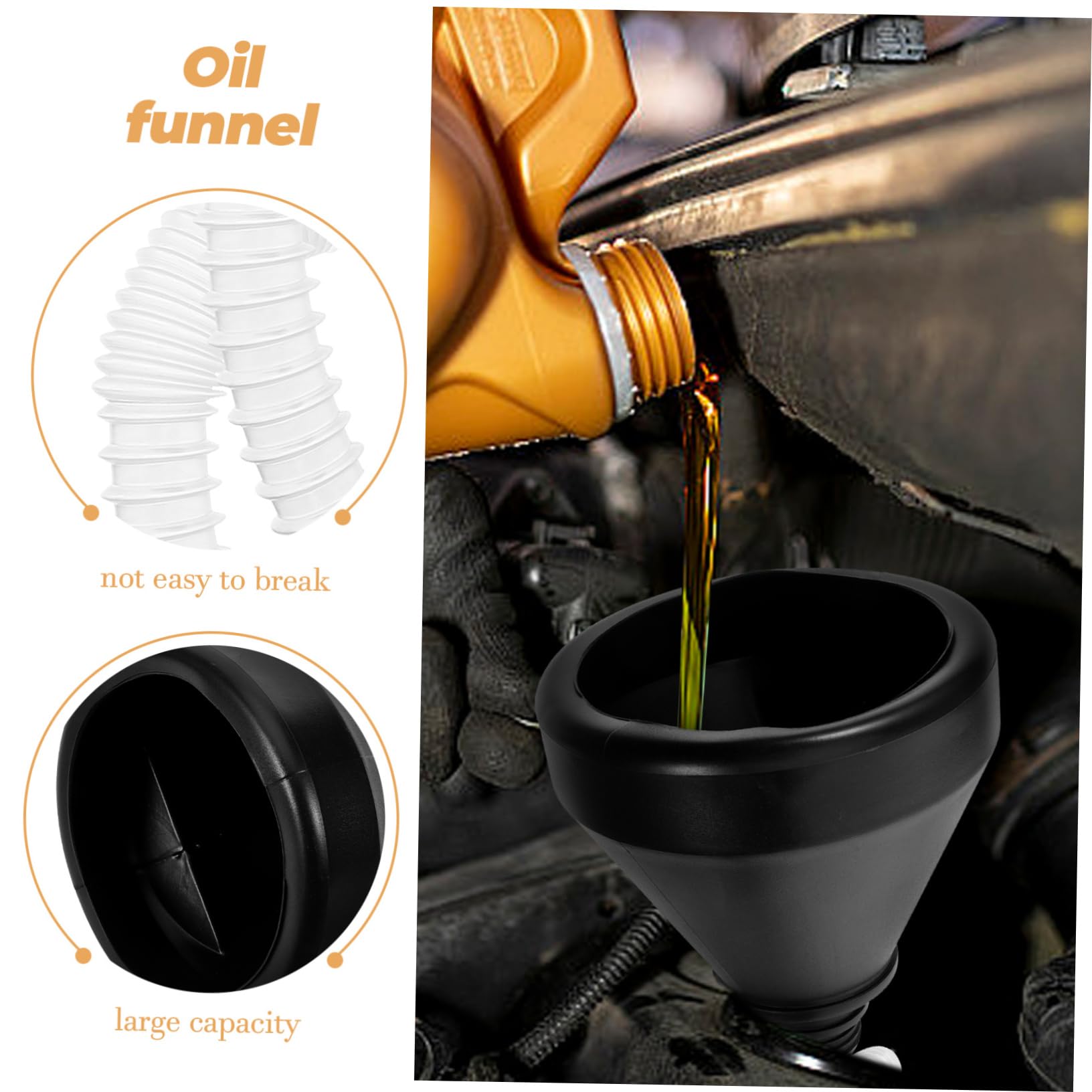 3piezas Embudo De Flexible Filtro Para Automóviles y Motocicletas Embudo De De y Para Sin Tapón Gran Capacidad y Eficiencia Reabastecimiento