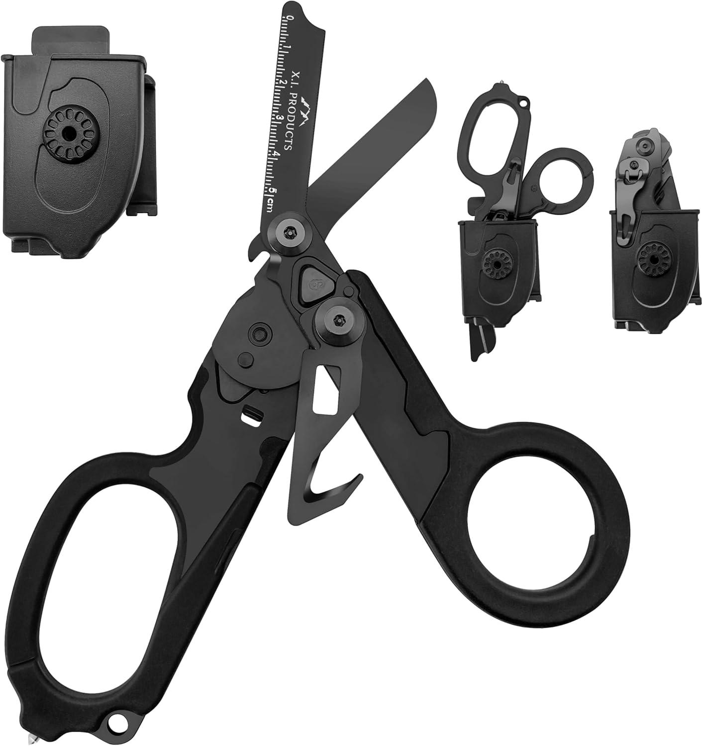 6 in 1 Multifunctional Trauma Shears Foldable with Strap Cutter | Carbon Black (Carbon Black)