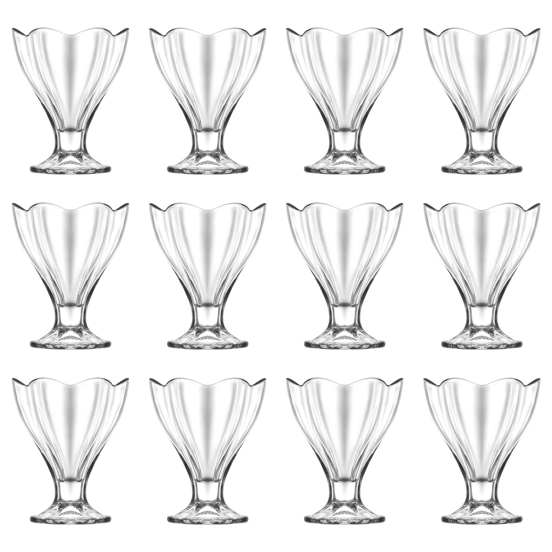 Lav Transparent 12X Clear 250Ml Lily Glass Ice Cream Bowls - Small Mini Kitchen Fruit Salad Sundae Trifle Dessert Cocktail Pudding Serving Cup Dishes Set