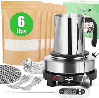 SAEUYVB Candle Making Kit,Candle Making Kit for Adults,Candle Making Kit with Hot Plate,Candle Making Supplies - DIY Starter Soy Candle Making Kit - Perfect as Home Decorations(6 lbs Soy Candle)