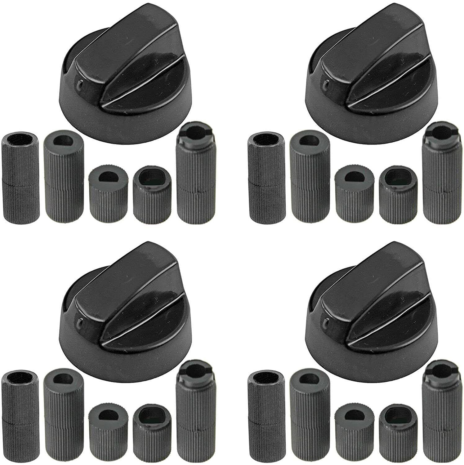 Universal Black Control Switch Knobs for All Brands of Oven, Hob and Hob (Pack of 4)