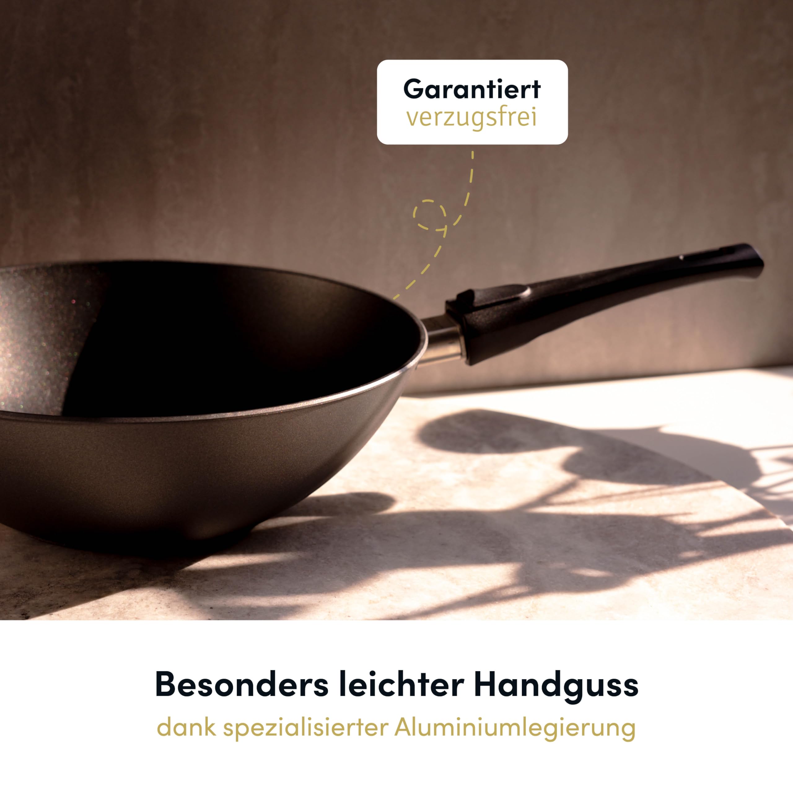 Hoffmann Wokpfanne by Bernd Zehner, Ø 30 cm, verzugsfreier Handguss, Keramikbeschichtung, Induktionsgeeignet, Backofenfest bis 240°C, Antihaftbeschichtet, Aluminium (mit Deckel)