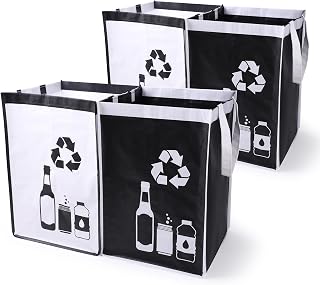 Recycle Waste Bag for Kitchen Home- Indoor Recycling Bins Trash Sorting Organizer, Reusable and Waterproof, 4 Pack