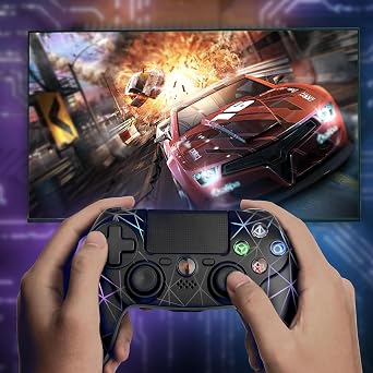 Rii Wireless Controller for PS4, Bluetooth PC Gaming Controller Gamepad with 6-axis detection system and dual motor vibration for PS4/Android/Windows