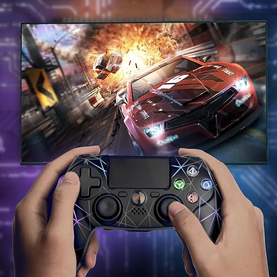 Rii Wireless Controller for PS4, Bluetooth PC Gaming Controller Gamepad with 6-axis detection system and dual motor vibration for PS4/Android/Windows