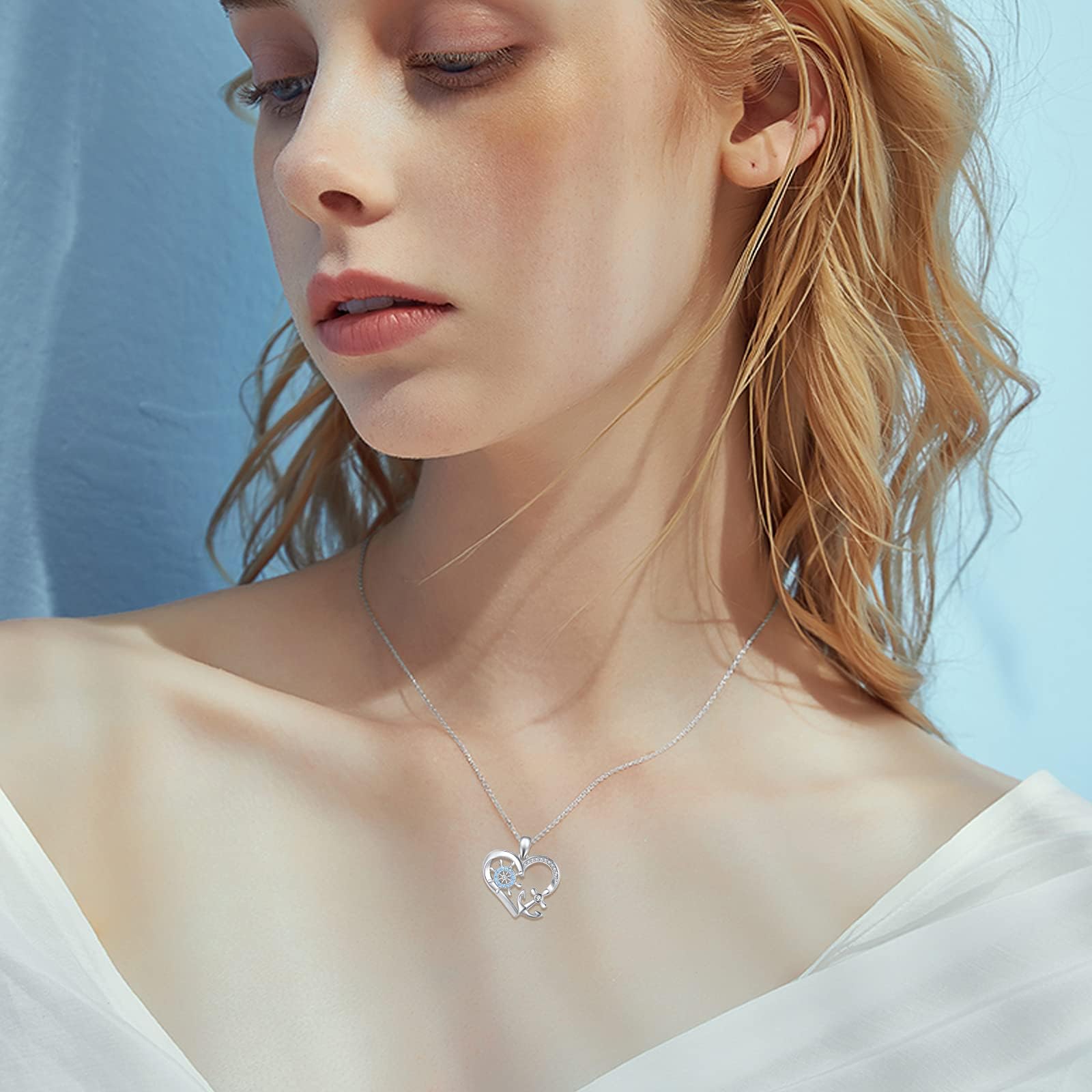 OHAYOO Collana di ancoraggio per donna 925 collana oceano nautico in argento sterling ciondolo marinaio oceano tropicale ancoraggio gioielli regali per donne ragazze