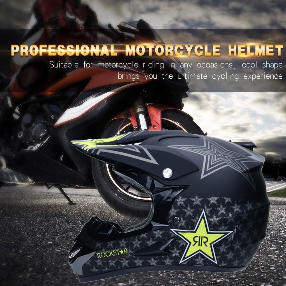 Unisex Integrale Casco da Motocross, con Occhiali Guanti Maschera, Gioventù Bambini Fuoristrada Moto BMX MTB ATV Caschi, Discesa Quad Dirt Bike Enduro Casco, per Ragazzo e Ragazza