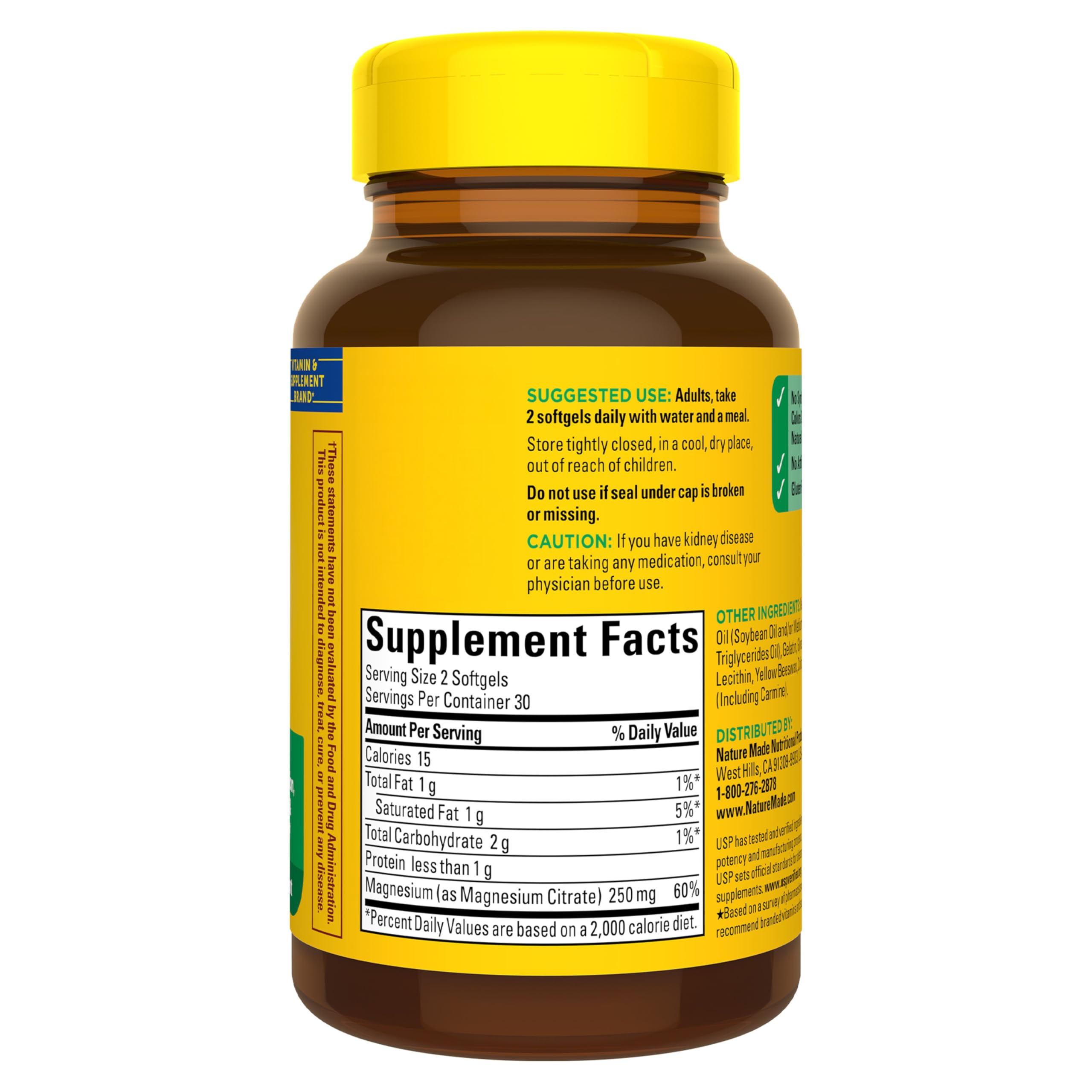 Nature Made Magnesium Citrate 250 mg per Serving, 60 Softgels — Amazon image 8