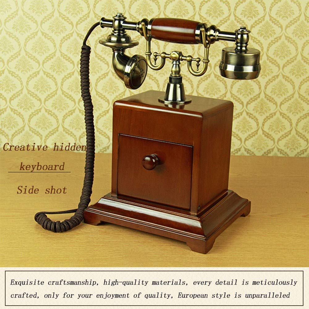 Telefon stacjonarny retro z obrotowym wybieraniem, antyczny telefon, klasyczny metalowy zegar, przewodowy telefon retro z funkcją głośnomówiącą i ponownego wybierania, zabytkowy telefon dekoracyjny,