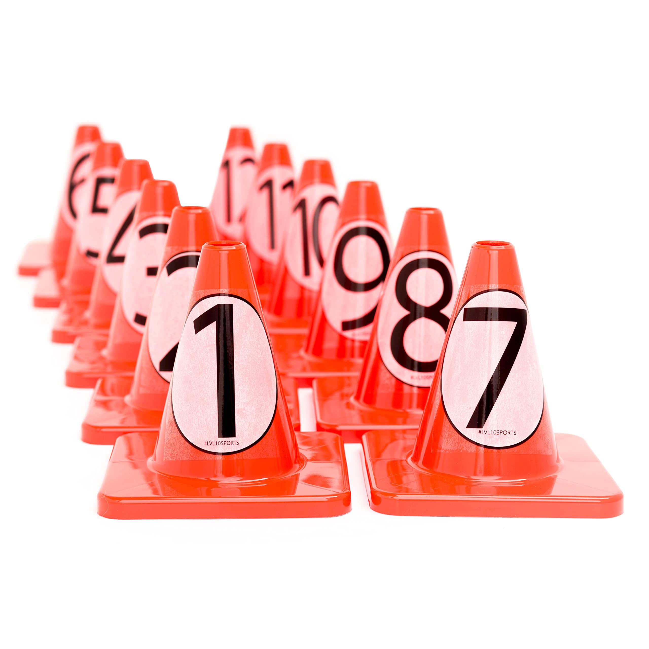 LVL10 Pro Training Cones - 6" Soccer Training Cones for Sports - for Basketball, Football, Basketball and Agility Drills - Soccer Field Markers that