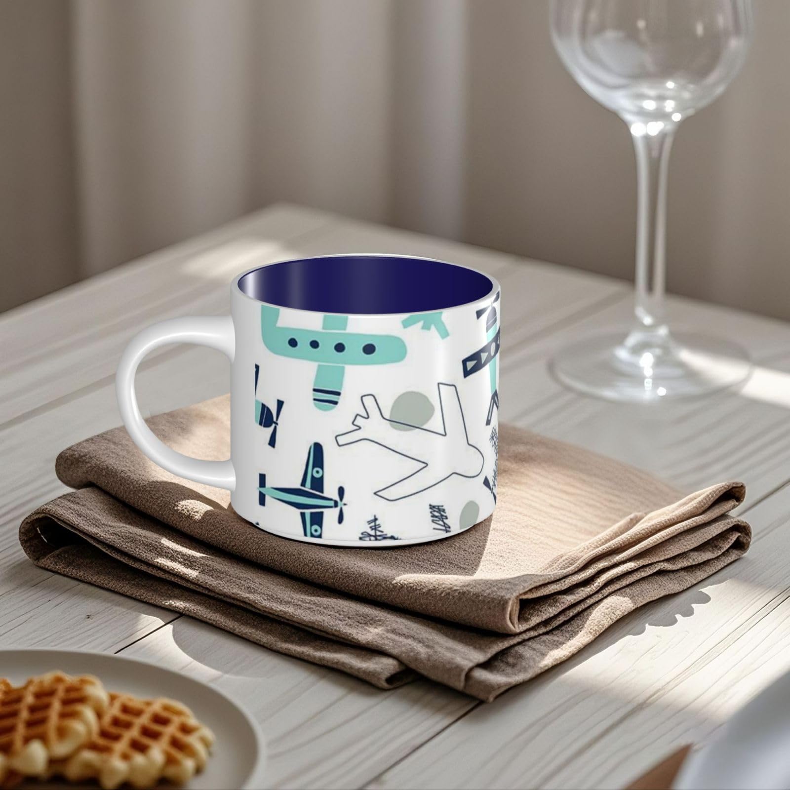 Ceramiczne kubki z nadrukiem samolotu o dużej pojemności filiżanka do kawy