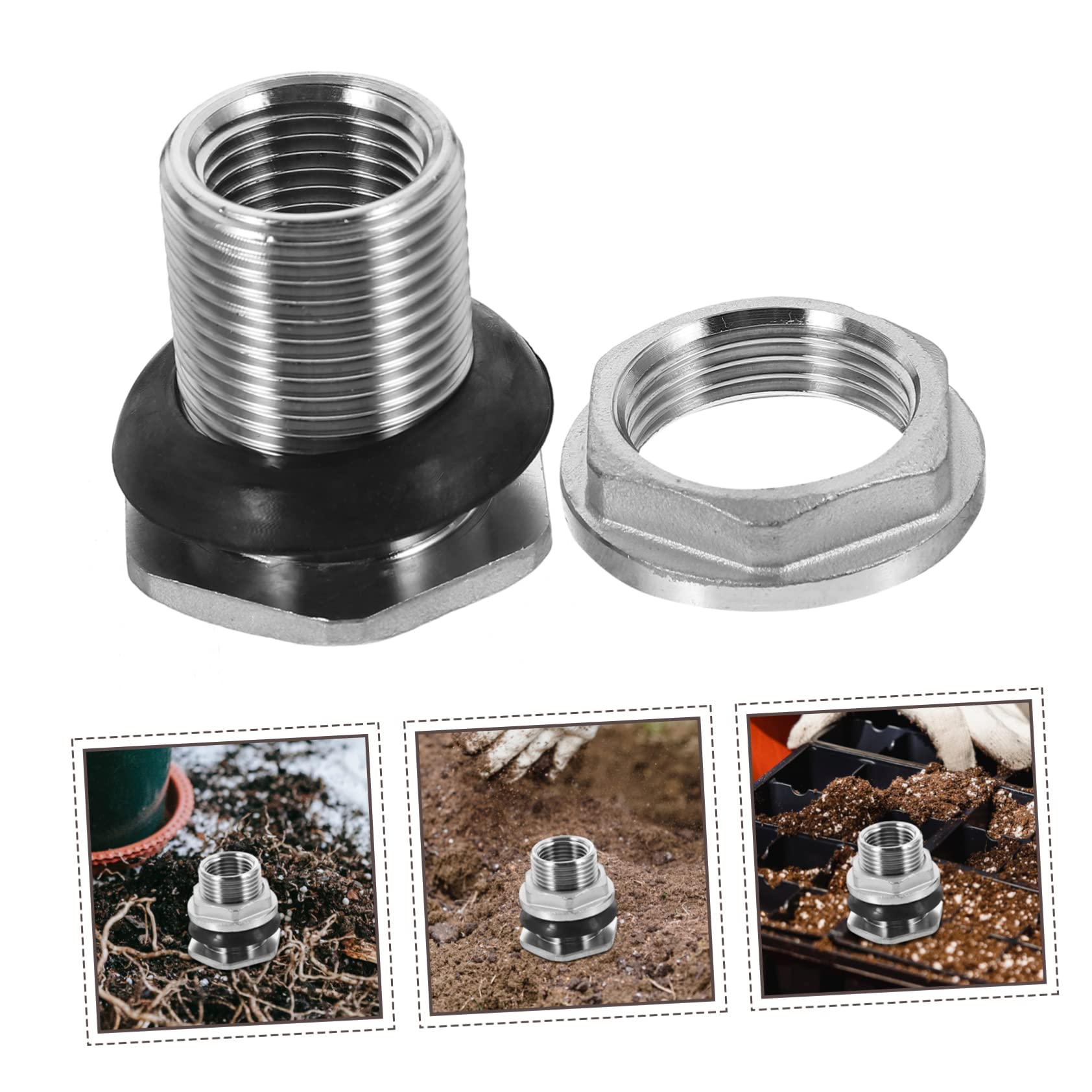 SOLUSTRE Water Tank Fittings 1/2 Inch Threaded Bulkhead Stainless Steel Connector for Sinks Rain Barrels