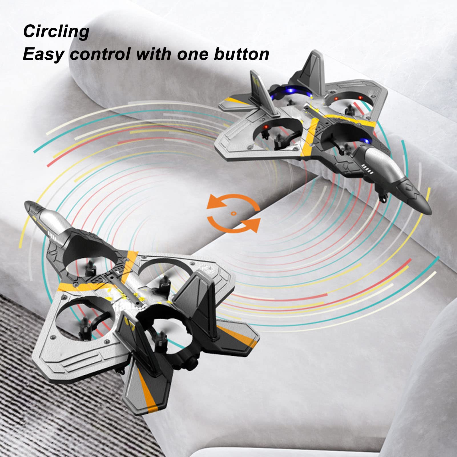 Avion Planeur Télécommandé RiToEasysports – 2,4 GHz, Double Mode (gyroscope/gravité) – Avec LEDs – Pour Débutants Et Enfants – Batterie Incluse