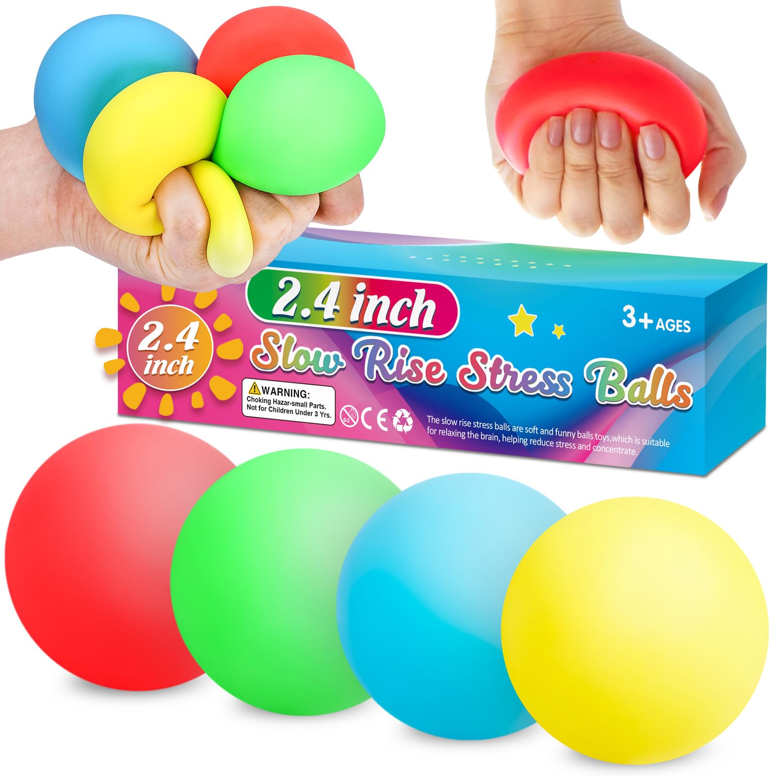 Amazon | ゆっくり立ち上がるストレスボール 4個パック 子供/大人向け