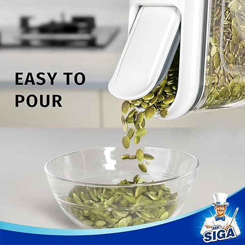 Miniatura 3 de MR.SIGA Juego de dispensador hermético de cereales, recipientes de almacenamiento para productos secos, nueces, frijoles, aperitivos, sin BPA, 1.3
