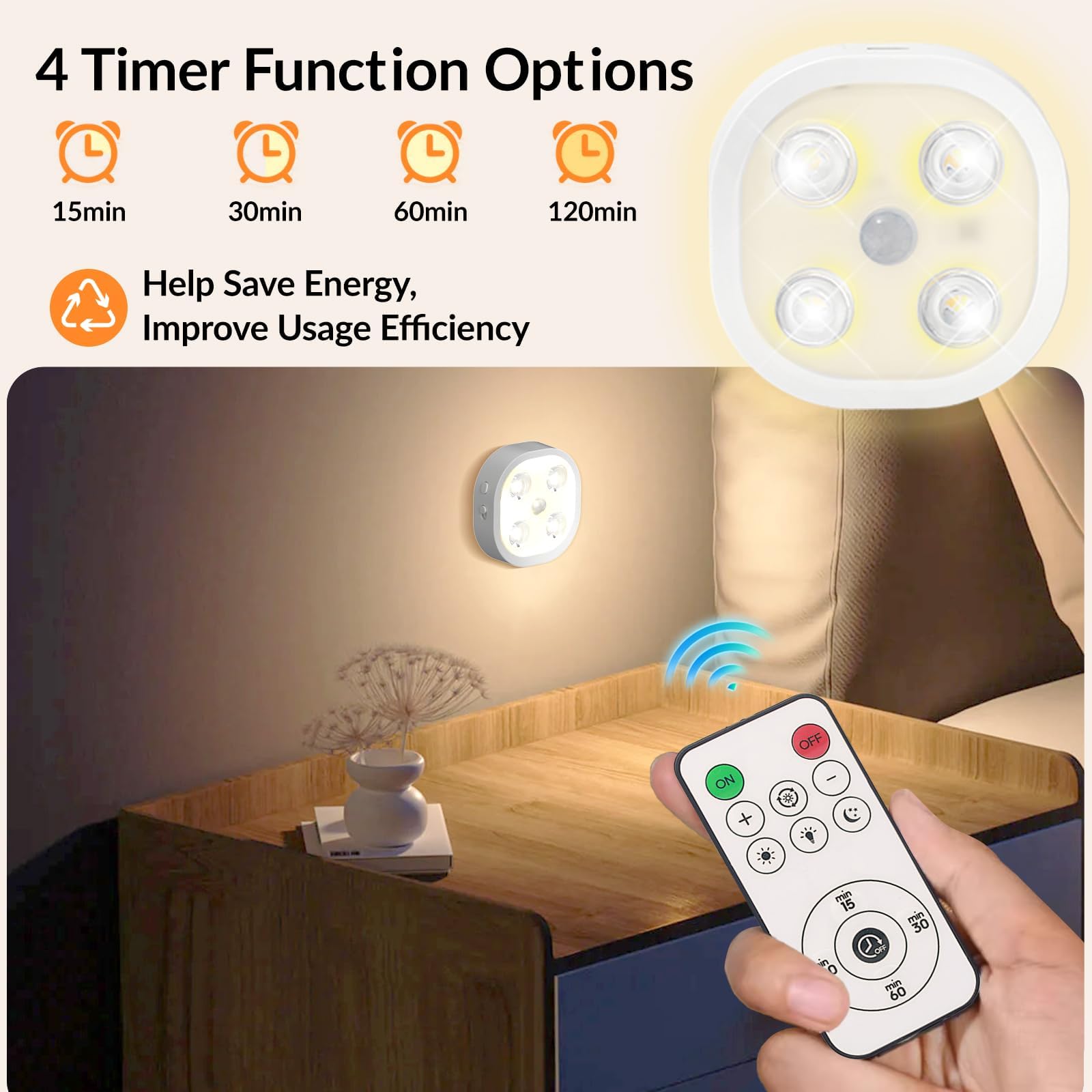 Luz inalámbrica recargable con sensor de movimiento con control remoto, 3 temperaturas de color, batería de 1500 mAh, iluminación LED para debajo del gabinete, luces regulables de armario para
