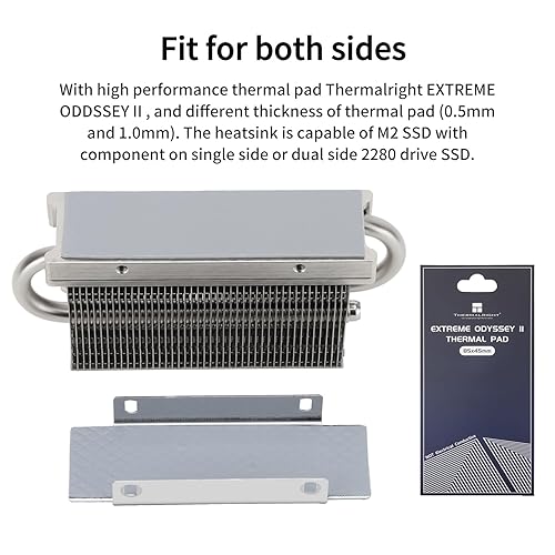 Miniatura 5 de Thermalright HR10 2280 SSD Enfriamiento disipador de calor, disipador de calor de doble cara, tubos de calor de 4 × 0.197 in, con almohadilla de