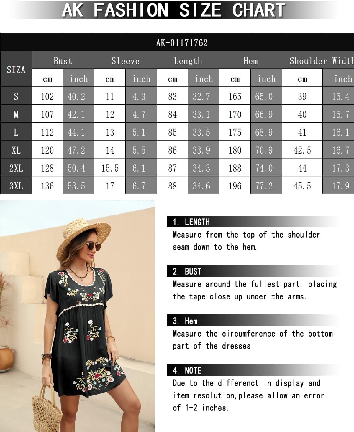 AK Mexican Embroidered Dress for Women Mini Boho Dresses - Image 5