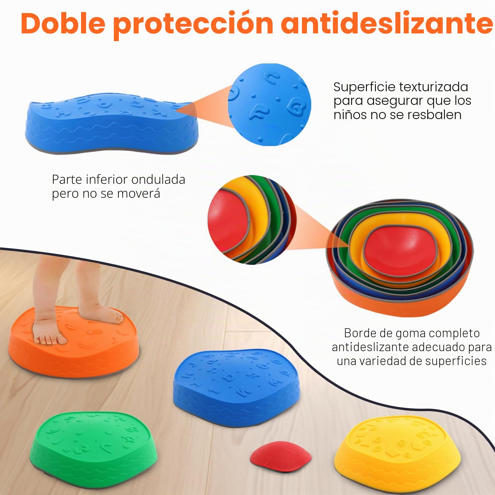 Piedras de Equilibrio para Niños, 5 Piedras Antideslizante Apilables, Juego Equilibrio Niños, Entrenamiento de Equilibrio en Interiores y Exteriores, Que Fomentan el Equilibrio y Habilidades Motoras