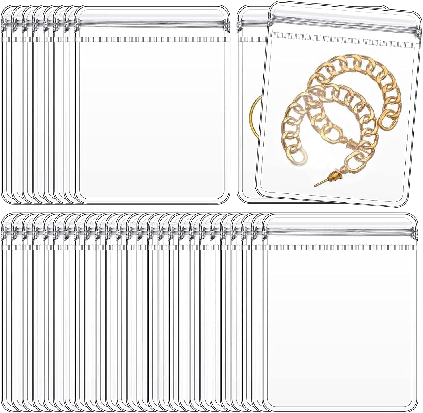 GSXRB Thicken PVC Anti Tarnish Jewelry Bags,Jewelry Bags Clear Plastic.Rectangular Jewelry Pouch for Necklace (2.36 * 9IN)