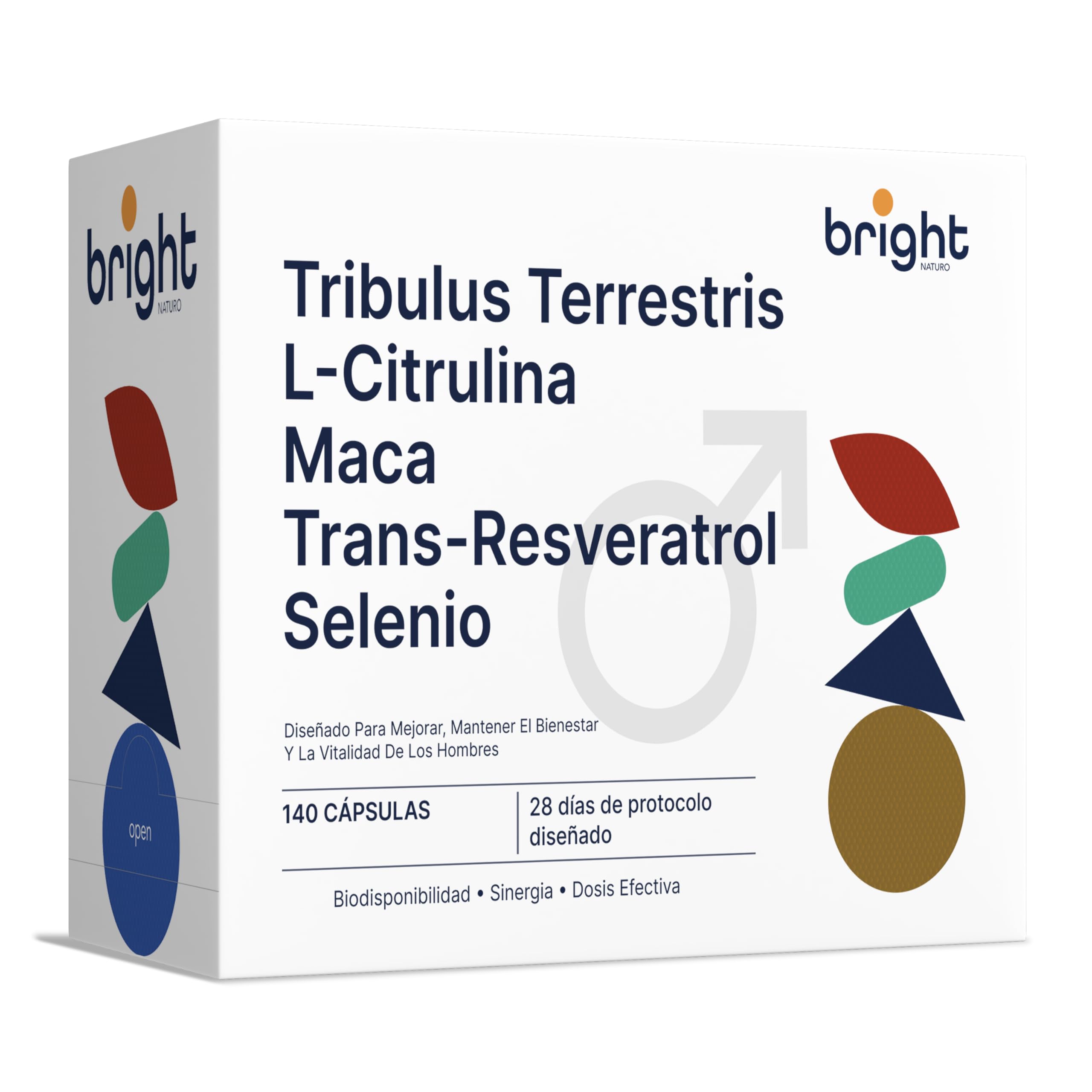 Gestión de la Vitalidad Masculina – Tribulus, L‑Citrulina - L-Arginina, Maca, Trans-Resveratrol y Selenio – sin OGM | Sinergia avanzada para energía y bienestar masculino I 28 Dosis Diarias