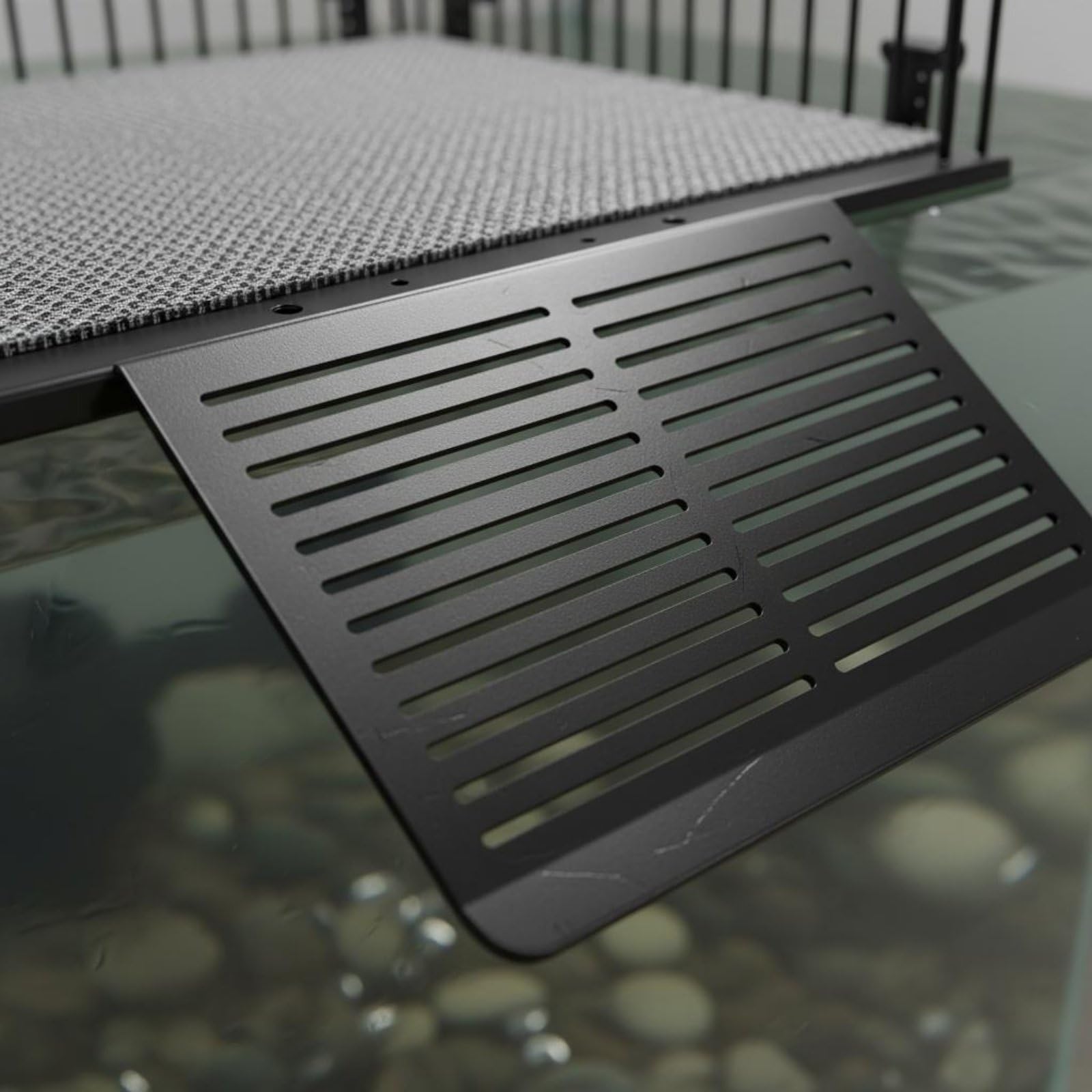 Schildkröten-Sonnenplatz aus Edelstahl ausbruchsicher Schwimmel mit Kletterrampe tragfähig Schildkröten Sonnenplatz für Schildkrötenhalter, Klein Für 20cm Breites Aquarium