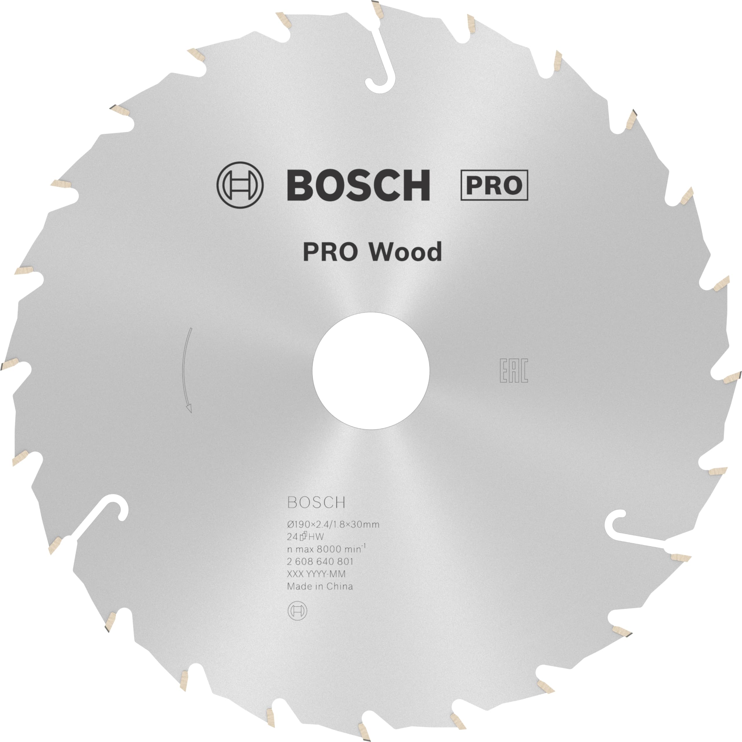 Bosch 2608640801 Speedline Wood Circular Hand Saw Blade, 190Mm X 2.6Mm X 30Mm, 24 Teeth, Silver
