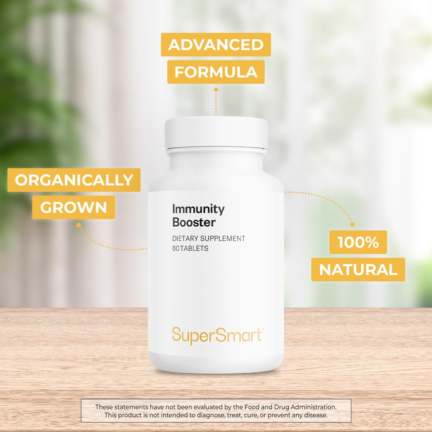 SuperSmart Immunity Booster (Advanced Formula) - with Echinacea, Beta Glucan, Vitamin C, Zinc - Natural Supplement | Non-GMO & Gluten Free - 60 Tablets - Image 3