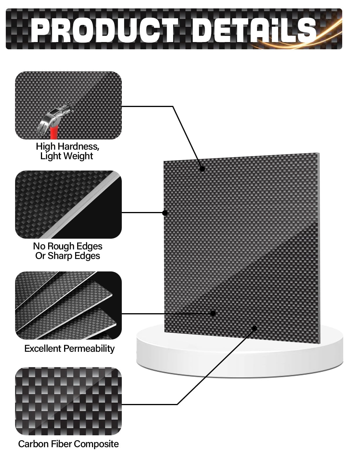 3K Carbon Fiber Sheets - Glossy & Strong -3