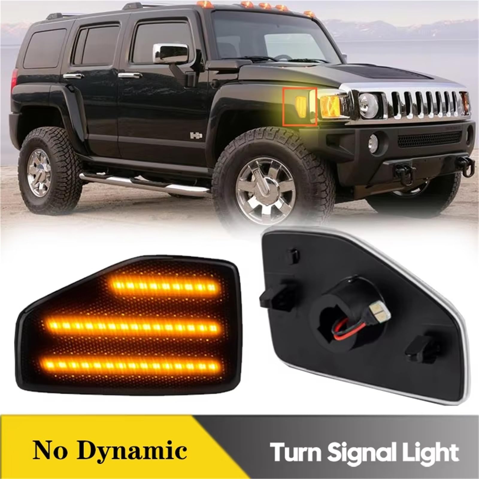 Dinamico Indicatore Direzione Per Hummer Per H3 2006-2010 Per H3T 2009-2010 39smd Ambra 2 Pezzi LED Paraurti Parafango Luce Posizione Laterale Indicatori Direzione Freccia Specchietto(Silver)